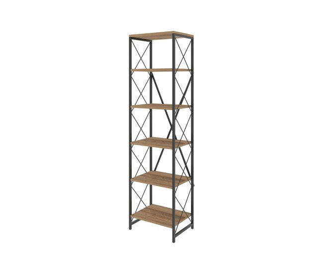 Conforama Estante para libros Dpoll Estante de oficina Porta libros móvil Biblioteca 50x30h180 cm Roble y Negro