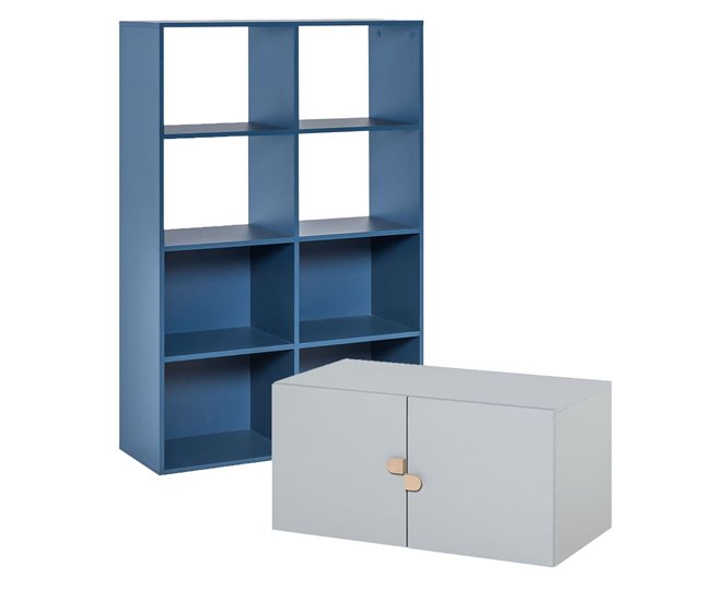Conforama Estantería 8 estantes con mueble inferior 2 puertas - STIGE