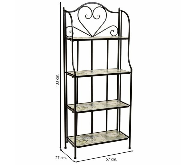 Conforama Estantería Alexandra House Living Negro Hierro Forja Azulejo 27 X 133 X 57 Cm