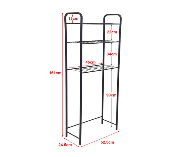 Conforama Estantería Alta Para Baño Inodoro Nordborg Metal 161 X 53 X 25 Cm Negro [en.casa]