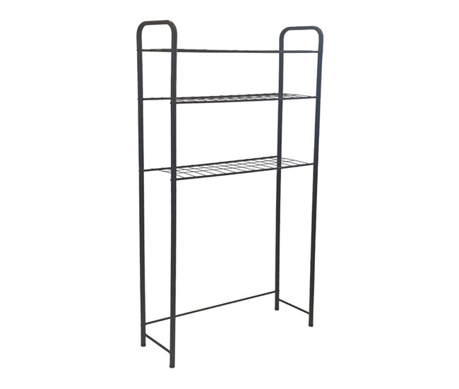 Conforama Estantería alta para baño lavadora Nordborg metal 161x69x25 cm - Negro [en.casa]
