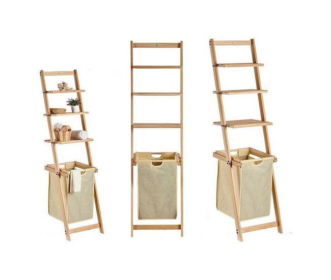 Conforama Estantería Beige Marrón Madera Tela (36 X 151 X 41 5 Cm)
