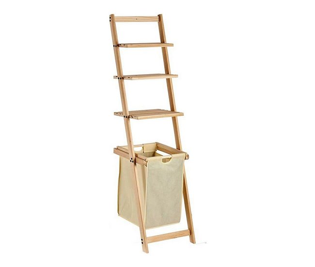 Conforama Estantería Beige Marrón Madera Tela (36 x 151 x 41 5 cm)