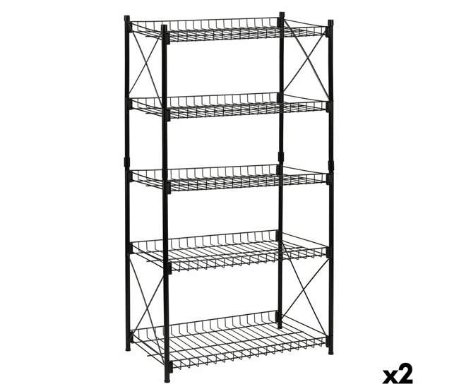 Conforama Estantería Confortime Metal Negro 52 x 34 x 110 cm (2 Unidades)