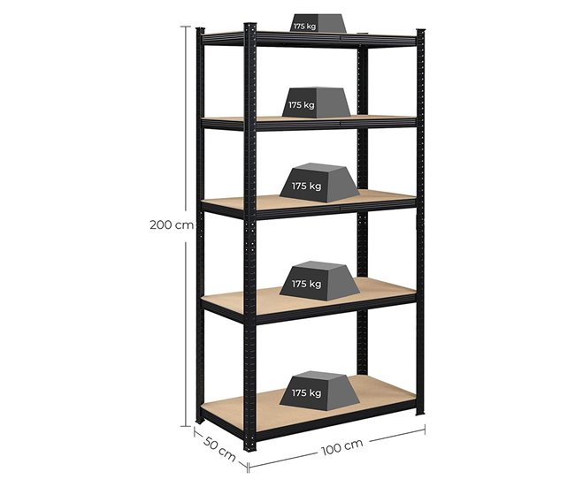 Conforama Estantería De 5 Niveles Ajustables Para Carga Pesada - H200 Cm