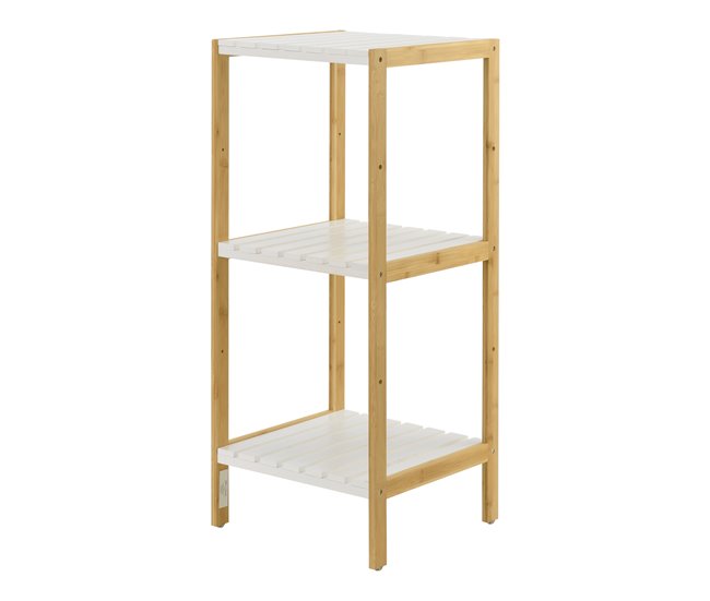 Conforama Estantería De Bambú Con 3 Niveles Balsfjord 33 X 34 X 80 Cm Natural/Blanco [en.casa]