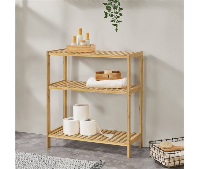 Conforama Estantería De Bambú Con 3 Niveles Nyköping Efecto Madera 58 X 26 X 66 Cm [en.casa]