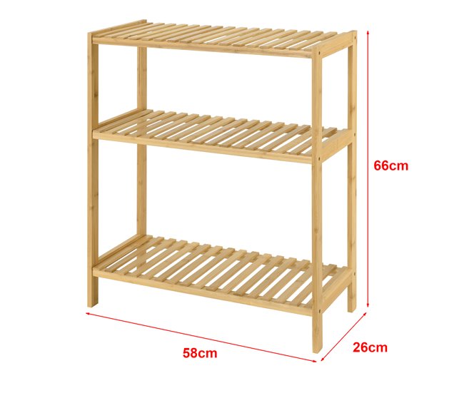 Conforama Estantería De Bambú Con 3 Niveles Nyköping Efecto Madera 58 X 26 X 66 Cm [en.casa]