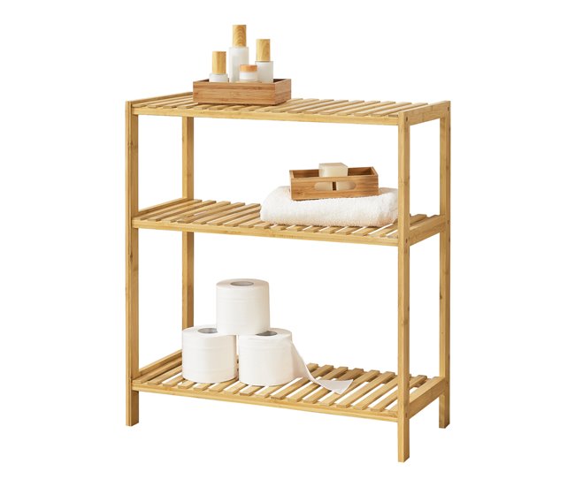 Conforama Estantería de bambú con 3 niveles Nyköping efecto madera 58 x 26 x 66 cm [en.casa]