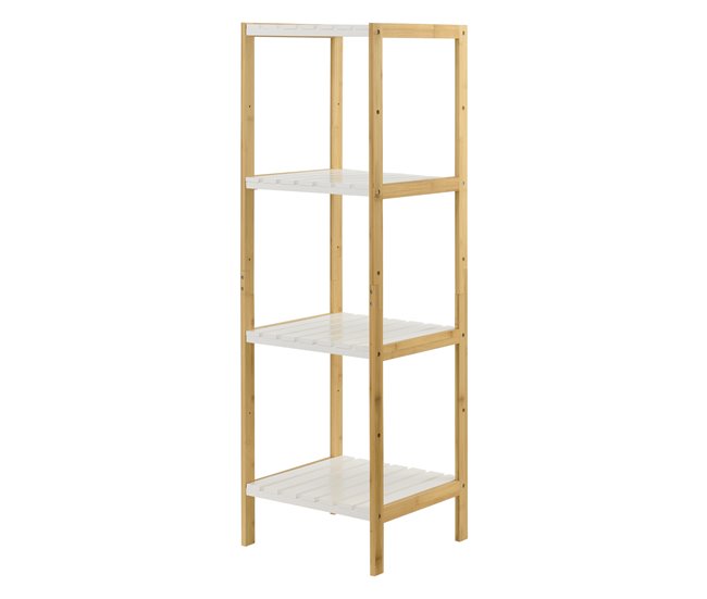 Conforama Estantería De Bambú Con 4 Niveles Balsfjord Natural/Blanco [en.casa]