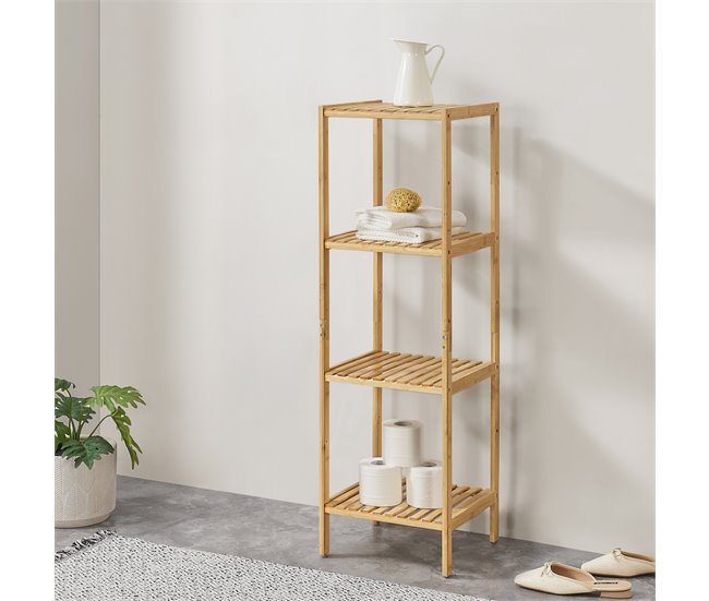 Conforama Estantería De Bambú Lierne Con 4 Niveles 33 X 33 X 110 Cm [en.casa]