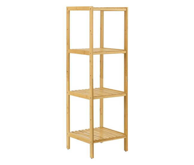 Conforama Estantería De Bambú Lierne Con 4 Niveles 33 X 33 X 110 Cm [en.casa]