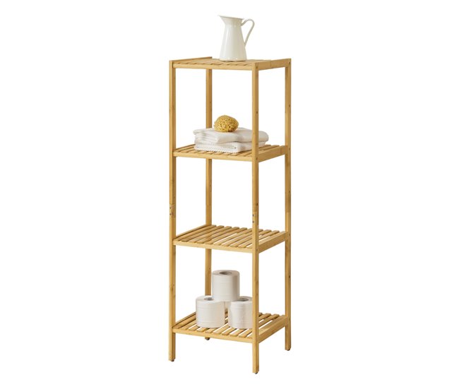 Conforama Estantería de Bambú Lierne con 4 Niveles 33 x 33 x 110 cm [en.casa]