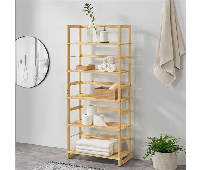 Conforama Estantería De Bambú Luster Con 5 Niveles 58 X 27 X 135 5 Cm [en.casa]
