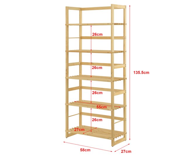 Conforama Estantería De Bambú Luster Con 5 Niveles 58 X 27 X 135 5 Cm [en.casa]