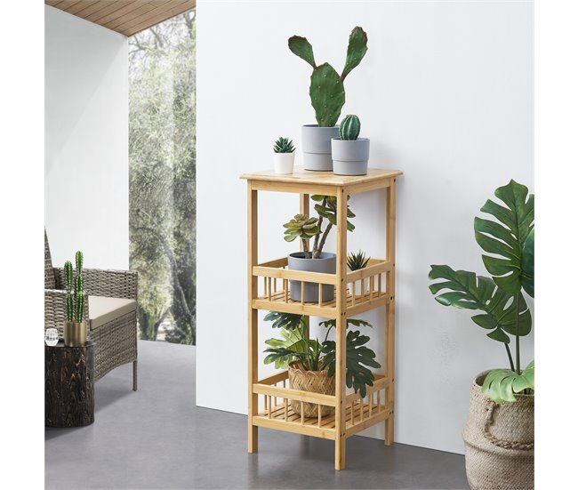 Conforama Estantería De Bambú Pyhäjärvi Versátil 79 X 33 X 33 Cm Natural [en.casa]