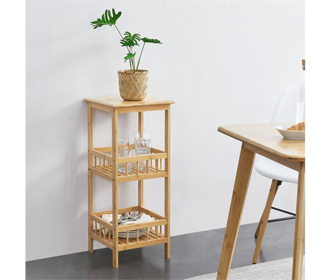 Conforama Estantería De Bambú Pyhäjärvi Versátil 79 X 33 X 33 Cm Natural [en.casa]