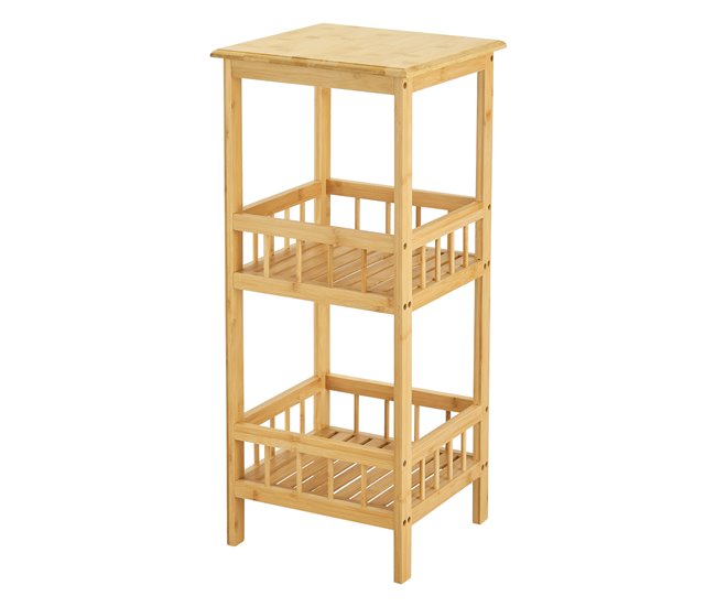 Conforama Estantería De Bambú Pyhäjärvi Versátil 79 X 33 X 33 Cm Natural [en.casa]