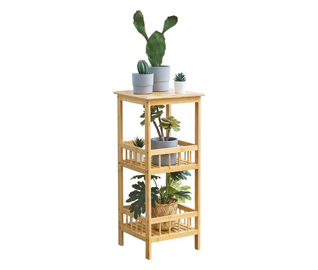Conforama Estantería de bambú Pyhäjärvi versátil 79 x 33 x 33 cm natural [en.casa]