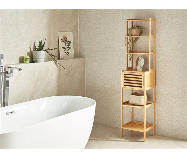 Conforama Estantería De Baño De Madera De Bambú Clara LEHI