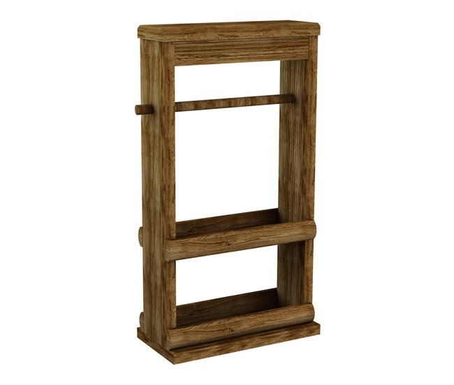 Conforama Estantería de cocina Sydfalster con portarollos pino teñido 45 x 28 x 12 5 cm - Madera de tono oscuro [en.casa]