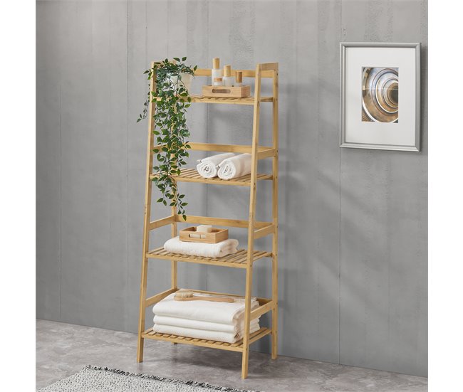 Conforama Estantería De Escalera De Bambú Vinje 48 X 32 X 123 Cm [en.casa]