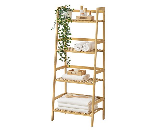 Conforama Estantería de escalera de bambú Vinje 48 x 32 x 123 cm [en.casa]