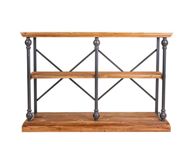 Conforama Estantería De Metal Y Madera Marrón 120x35x79 5