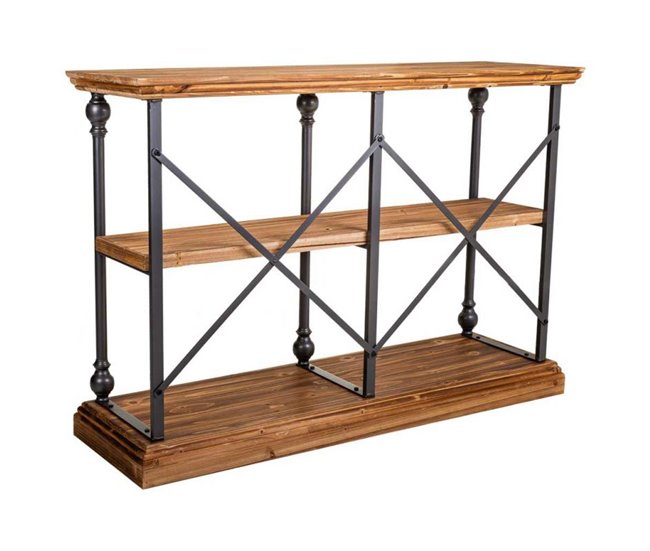 Conforama Estantería De Metal Y Madera Marrón 120x35x79 5
