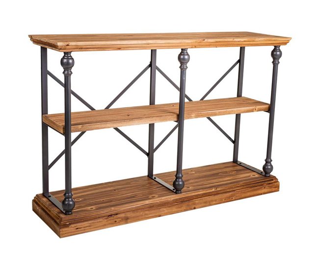Conforama Estantería de metal y madera marrón 120x35x79 5
