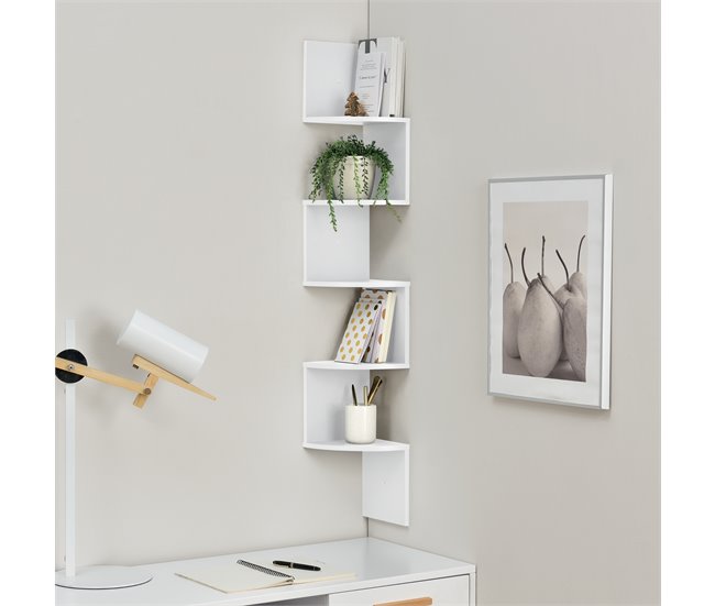 Conforama Estantería De Pared Blanco Mate Diseño Retro (123x19 5x19 5cm) [en.casa]