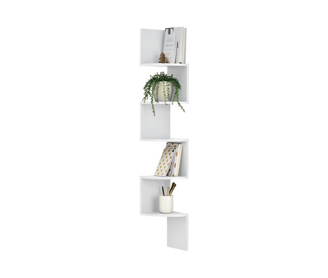 Conforama Estantería de pared blanco mate diseño retro (123x19 5x19 5cm) [en.casa]