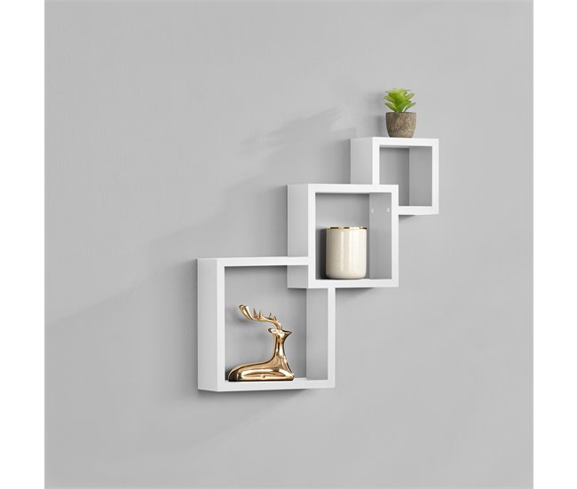 Conforama Estantería De Pared Blanco Mate Diseño Retro (48x48x9cm) [en.casa]