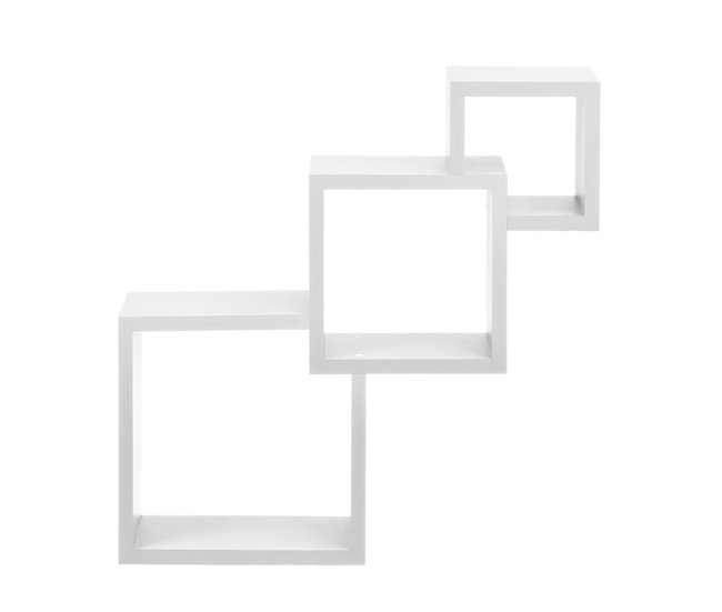 Conforama Estantería de pared blanco mate diseño retro (48x48x9cm) [en.casa]