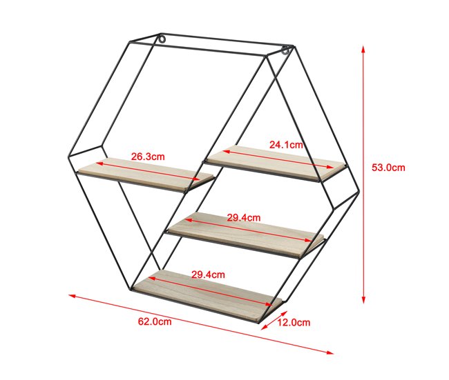 Conforama Estantería De Pared Flint Con 4 Estantes Metal/madera 62 X 12 X 53 Cm - Negro Y Madera [en.casa]