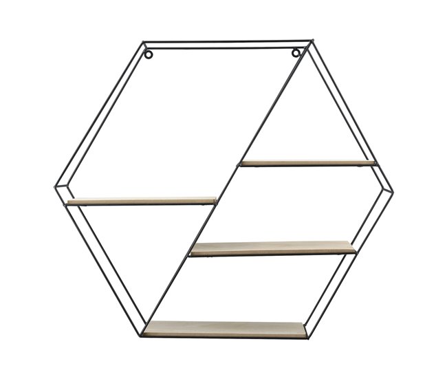 Conforama Estantería De Pared Flint Con 4 Estantes Metal/madera 62 X 12 X 53 Cm - Negro Y Madera [en.casa]