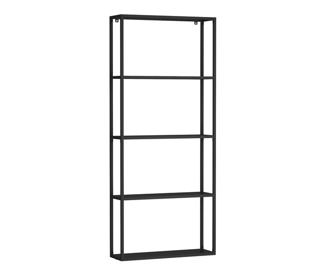 Conforama Estantería de pared Jämijärvi con 4 compartimentos abiertos acero 140 x 60 x 18 cm - Negro mate [en.casa]