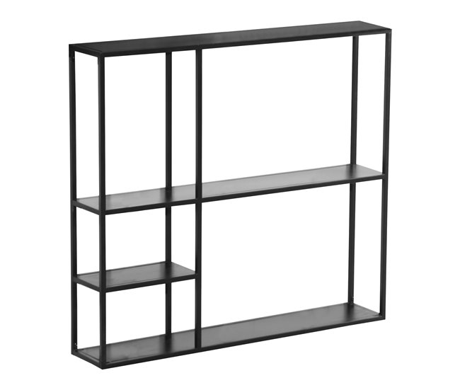 Conforama Estantería de pared Jämijärvi con 5 compartimentos abiertos acero 90 x 100 x 18 cm - Negro mate [en.casa]