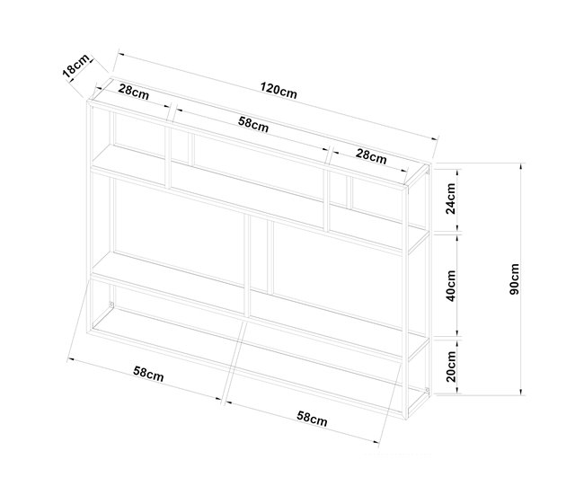 Conforama Estantería De Pared Jämijärvi Con 6 Compartimentos Abiertos Acero 90 X 120 X 18 Cm - Negro Mate [en.casa]