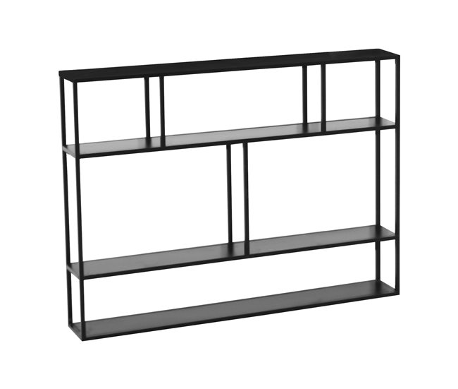 Conforama Estantería de pared Jämijärvi con 6 compartimentos abiertos acero 90 x 120 x 18 cm - Negro mate [en.casa]