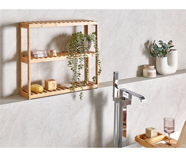 Conforama Estantería De Pared Para Baño De Madera De Bambú Clara PADUCAH