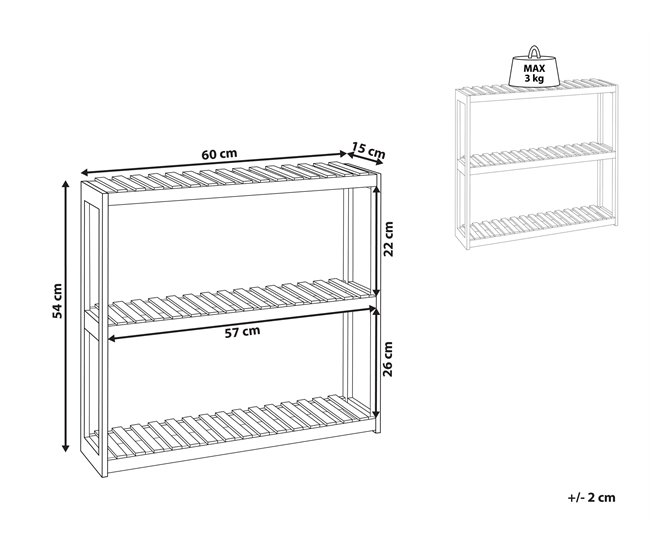 Conforama Estantería De Pared Para Baño De Madera De Bambú Clara PADUCAH