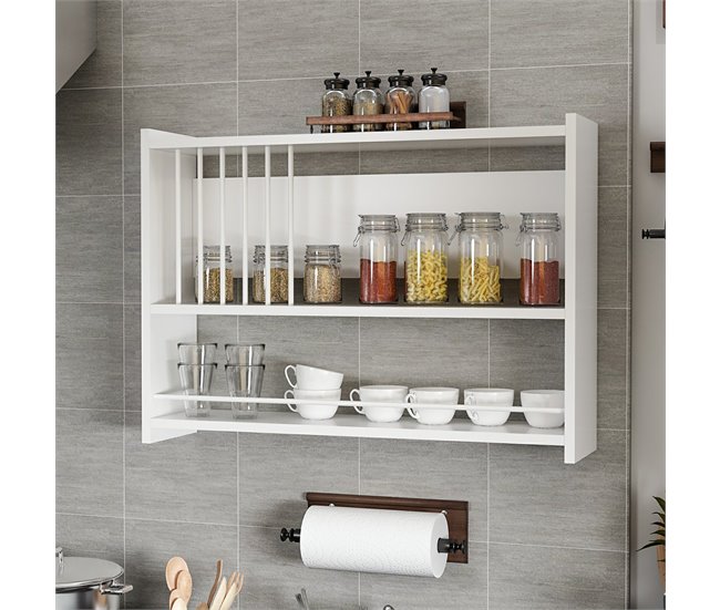 Conforama Estantería De Pared Para Cocina Helsingør Aglomerado 60 X 84 X 20 Cm Blanco [en.casa]