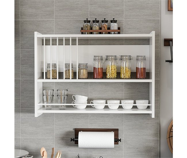 Conforama Estantería De Pared Para Cocina Helsingør Aglomerado 60 X 84 X 20 Cm Blanco [en.casa]