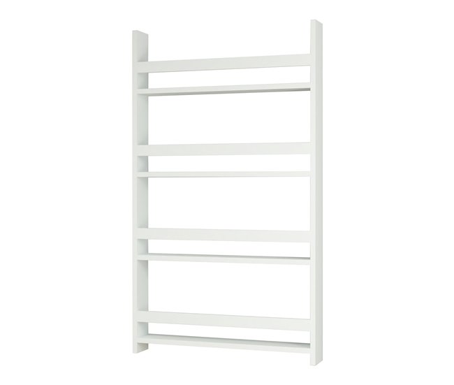 Conforama Estantería de pared para niños Sotenäs de 4 niveles aglomerado 120 x 74 x 10 cm blanco [en.casa]