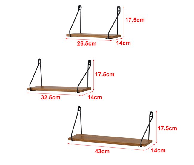 Conforama Estantería De Pared Randers 3 Piezas En Diferentes Tamaños Negro Efecto Madera Tono Oscuro [en.casa]