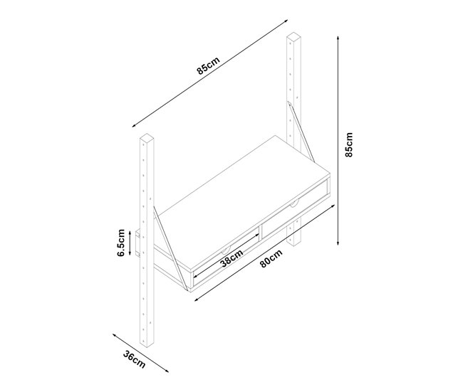 Conforama Estantería De Pared Tingvoll Con 2 Cajones 85x85x36cm - Bambú [en.casa]