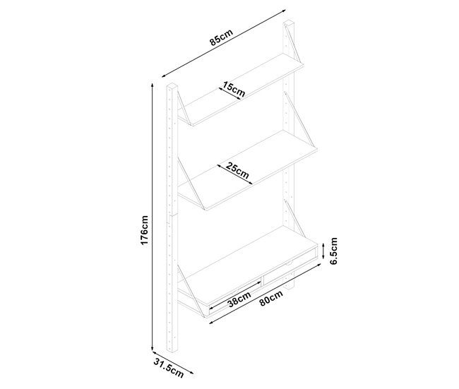 Conforama Estantería De Pared Tingvoll Con 2 Estantes + 2 Cajones - Bambú [en.casa]