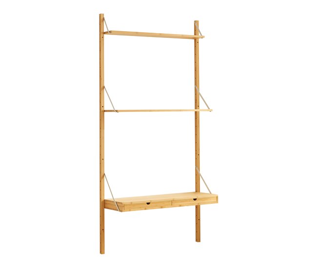 Conforama Estantería de pared Tingvoll con 2 estantes + 2 cajones - Bambú [en.casa]
