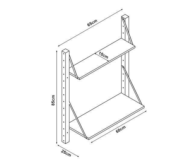 Conforama Estantería De Pared Tingvoll Con 2 Estantes 85x65x25cm - Bambú [en.casa]